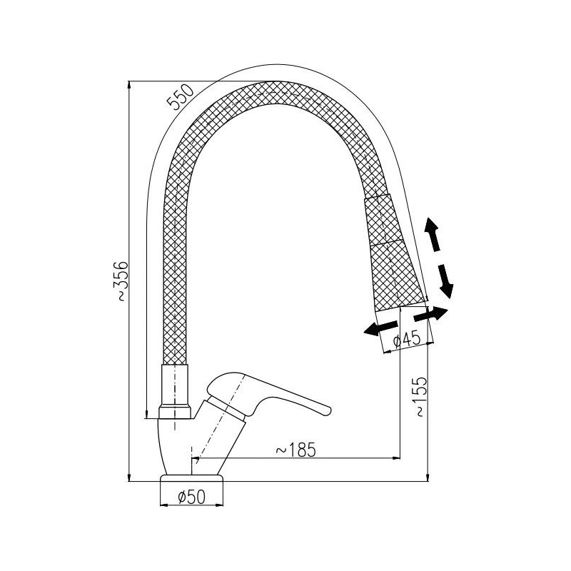Virtuves jaucējkrāns dsa506.5-13s pelēks