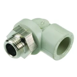 Torustikupõlv Sanitas 25.2525, 90 °, 3-4 tolli - väliskeere-25 mm -Joodetav sisemine pool, polüpropüleen ,pp,