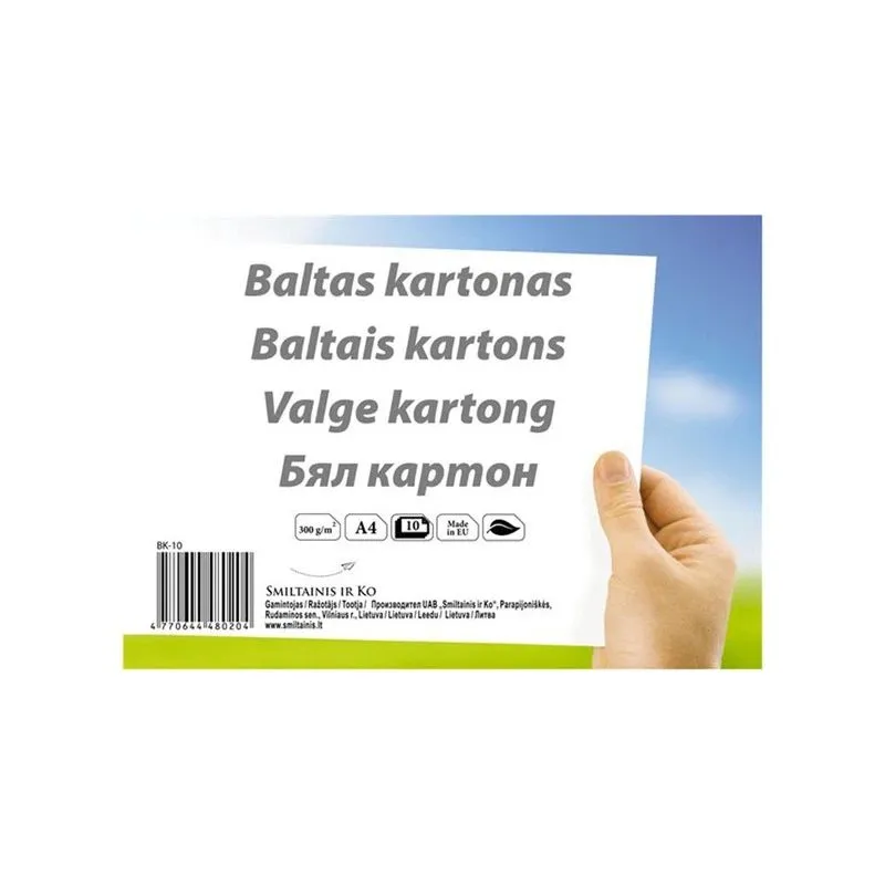Kartonas SMLT BK-10, A4, 300 g-m², 29.7 cm x 21 cm