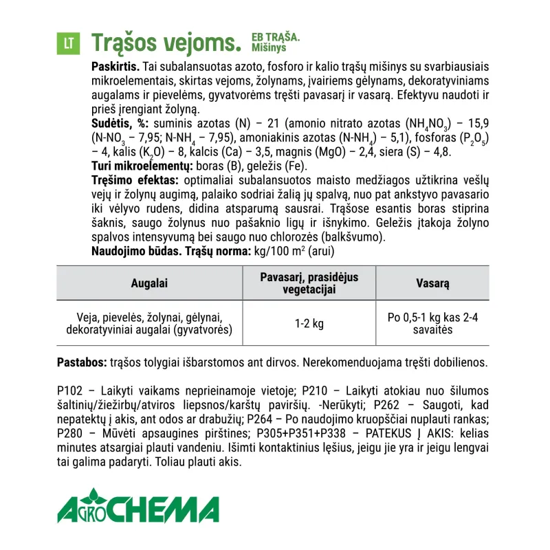 Mēslojums zālienam Agrochema, lielam apjomam, 4 kg