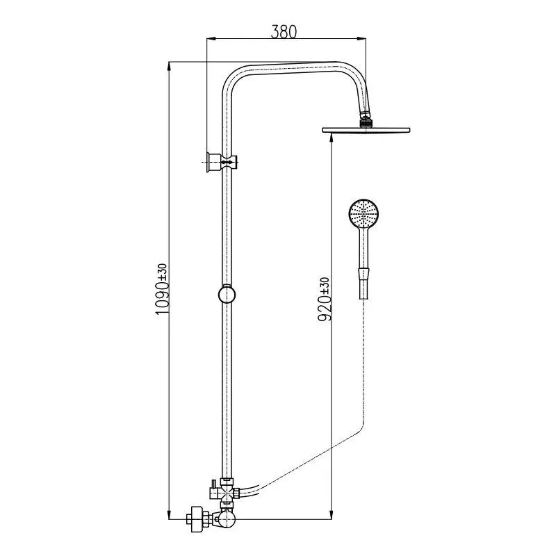 Dušas komplekts ar termostata jaucējkrānu Domoletti DTRM81.5-3CMAT, melna krās.