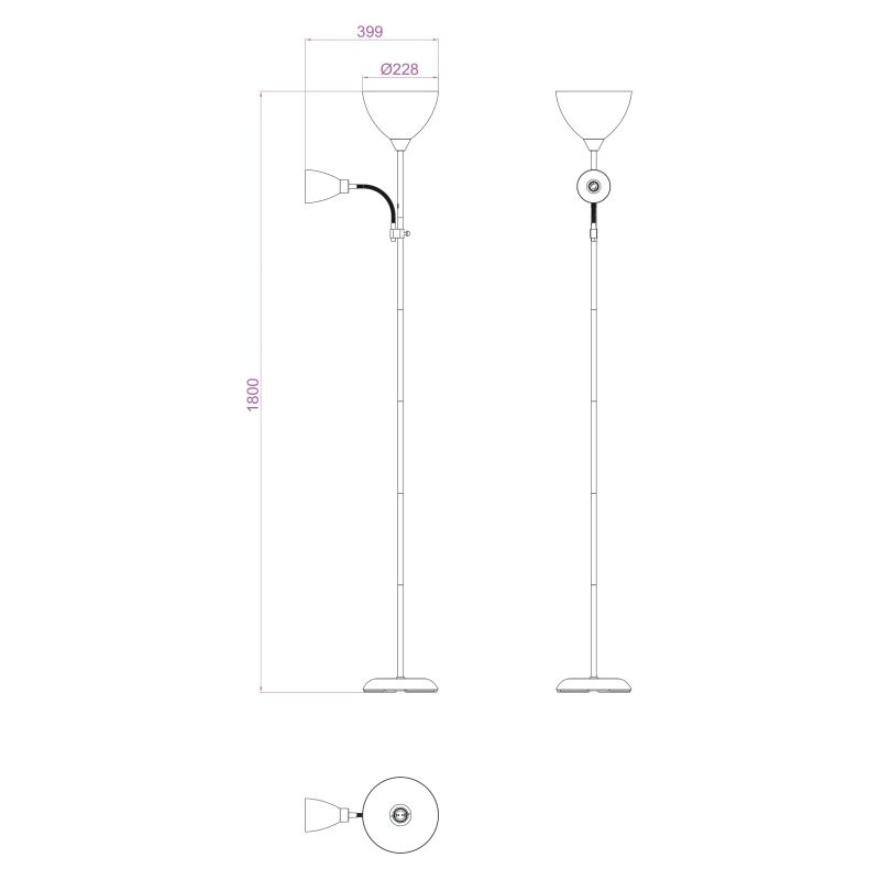 Торшер Okko Easy F62AMS, 100 Вт, E27