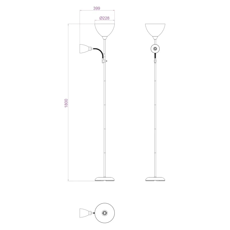 Stāvlampa Okko Easy F62AMS, 100 W, E27