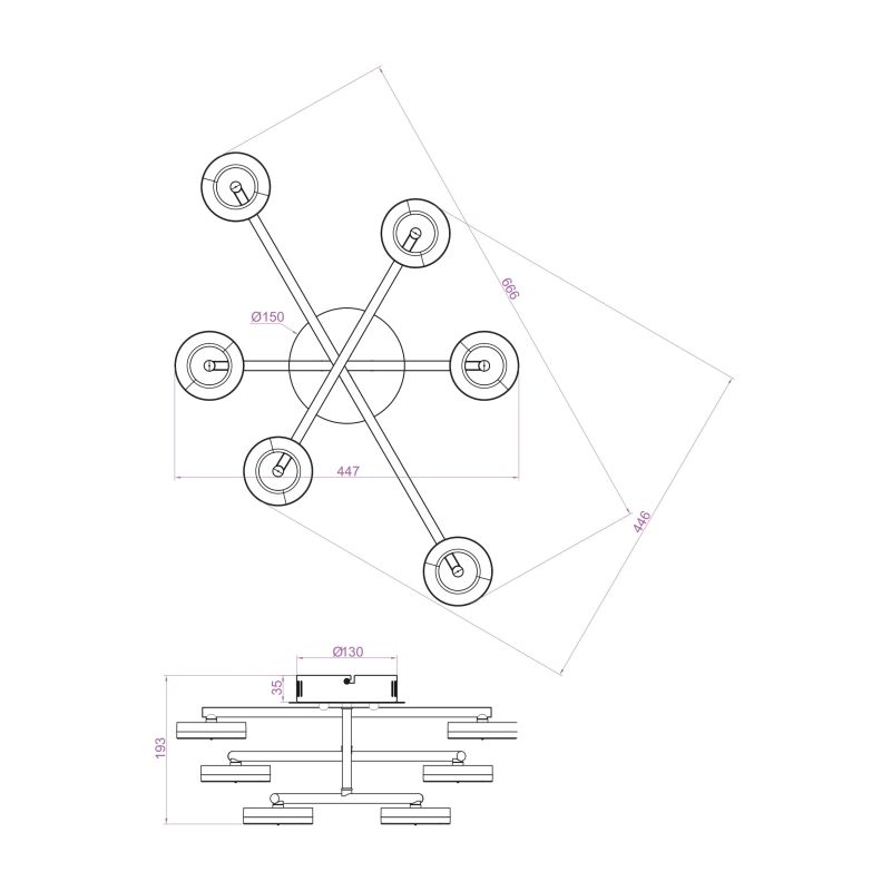 Lampa griestu 16032-6cl 24w led