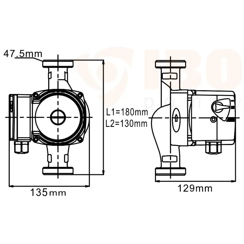 Cirkulācijas sūknis IBO OHI 25-40, 180 mm, 38 - 72 W