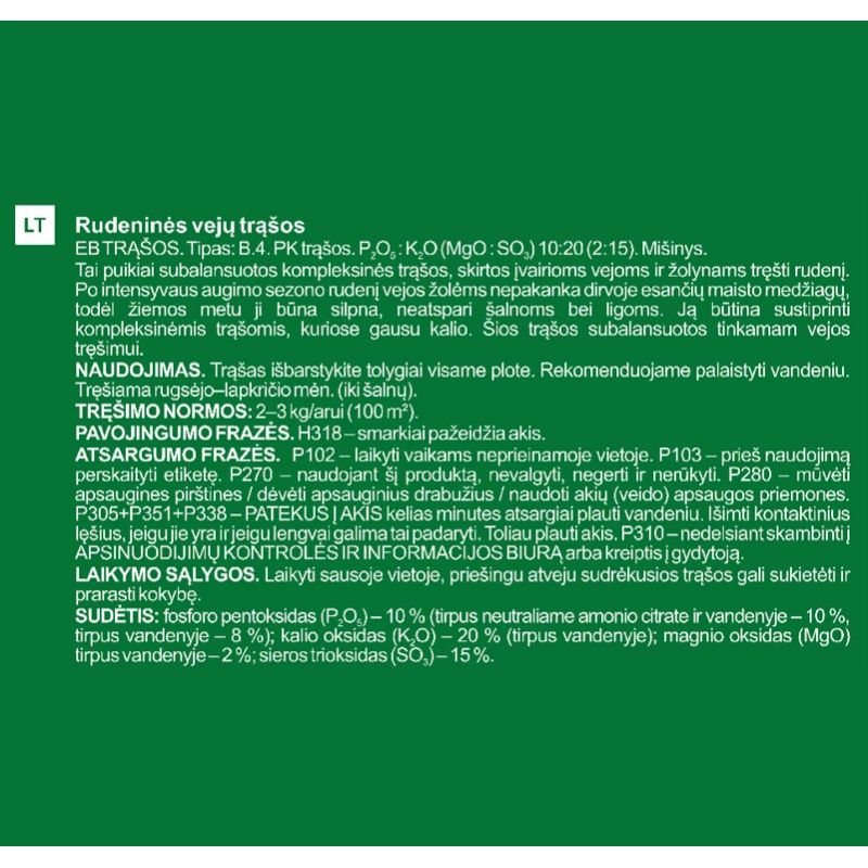 Rudens mēsl. zālienam garden center 3 kg