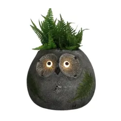 Декоративный горшок Сова 07HY0546-29, 29 см x 26 см x 24 см, серый цв.
