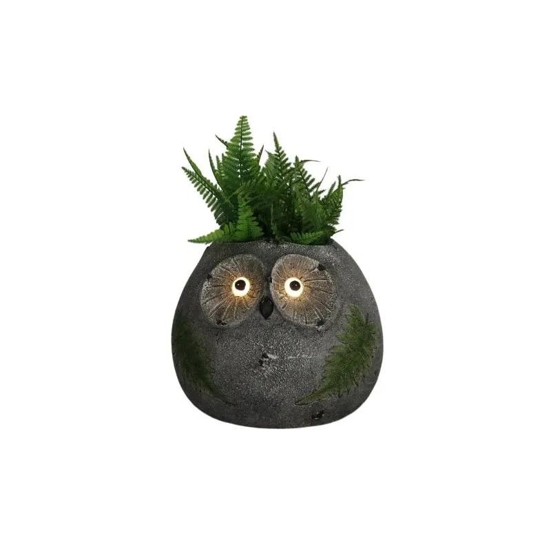 Dekoratīvais puķu pods Pūce 07HY0546-29, 29 cm x 26 cm x 24 cm, pelēka krās.