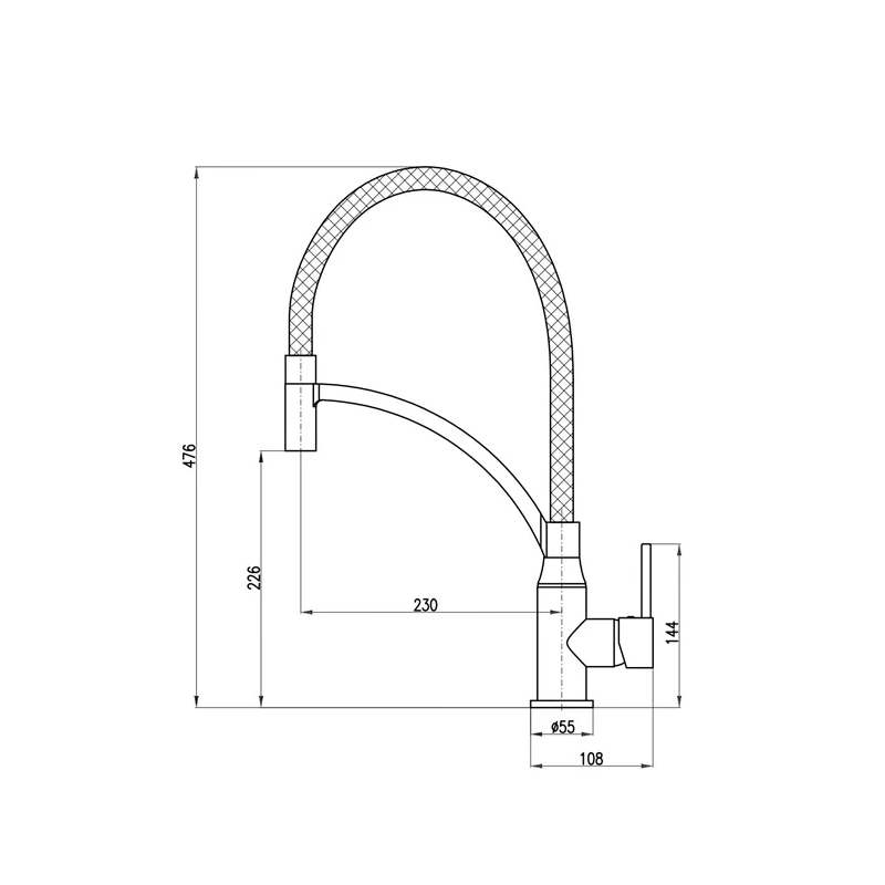Izl.jaucējkr. seina dse914.5 melns-hroma