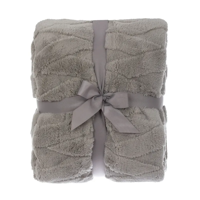 Pledi Domoletti Jacquard Sherpa, gaiši pelēka, 130 cm x 160 cm