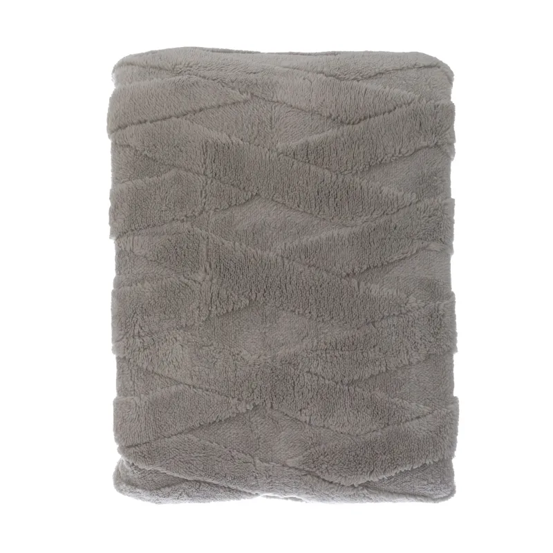 Pledi Domoletti Jacquard Sherpa, gaiši pelēka, 130 cm x 160 cm