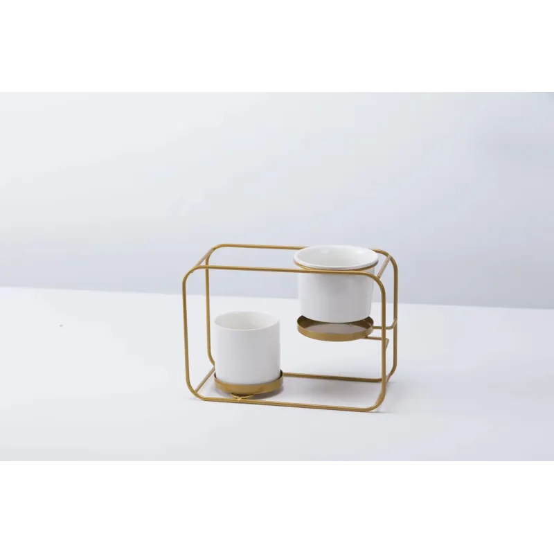 Karināmais puķu pods Domoletti TRRT018, keramika-metāls, zelta-balta