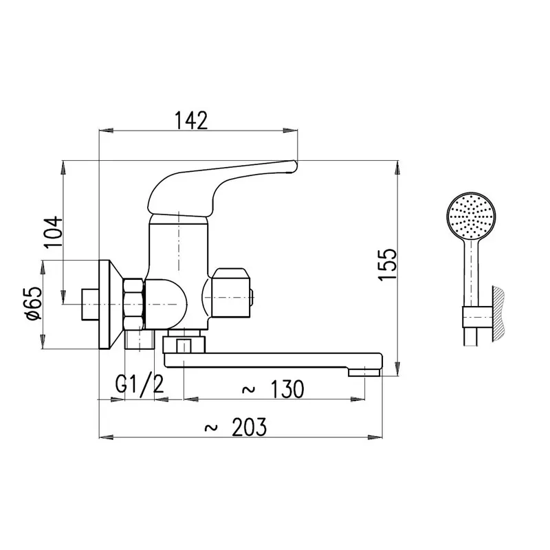 Vannas maisītājs ar dušas komplektu Domoletti Selenga Eco DSEE051.5-1, hroma krās.