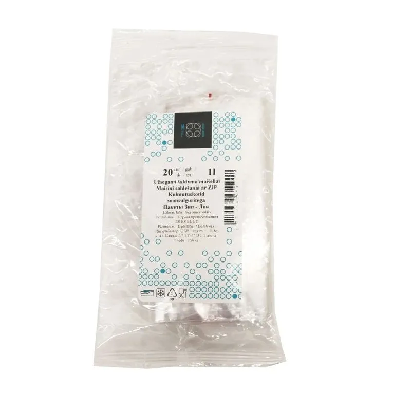 Saldētavas maisiņi ar rāvējslēdzēju Okko, 1 l, 15 cm x 20 cm, 20 gab.