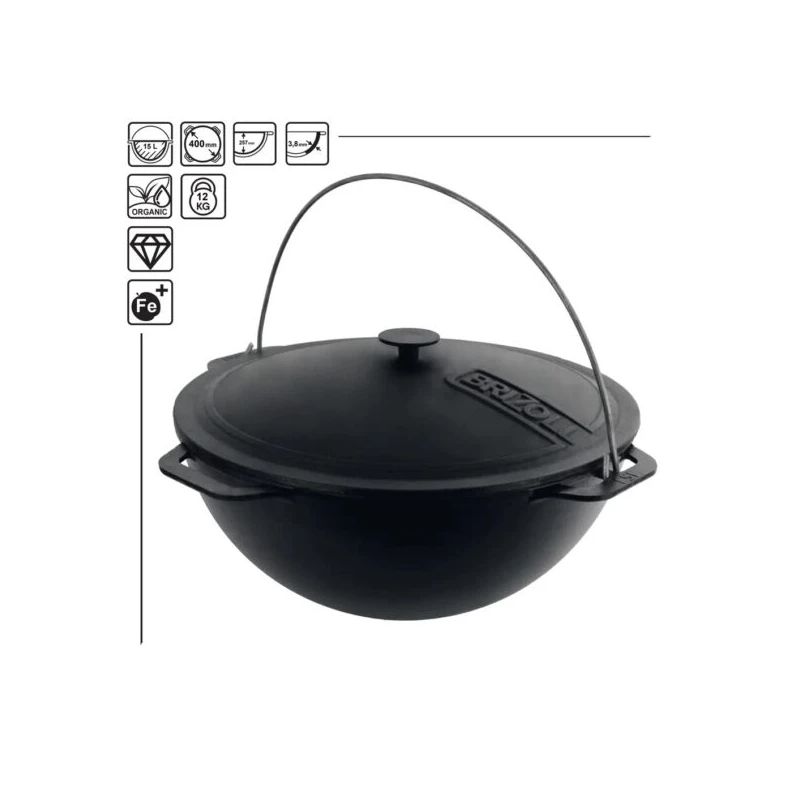 Katls-kazans ar vāku no čuguna 15l