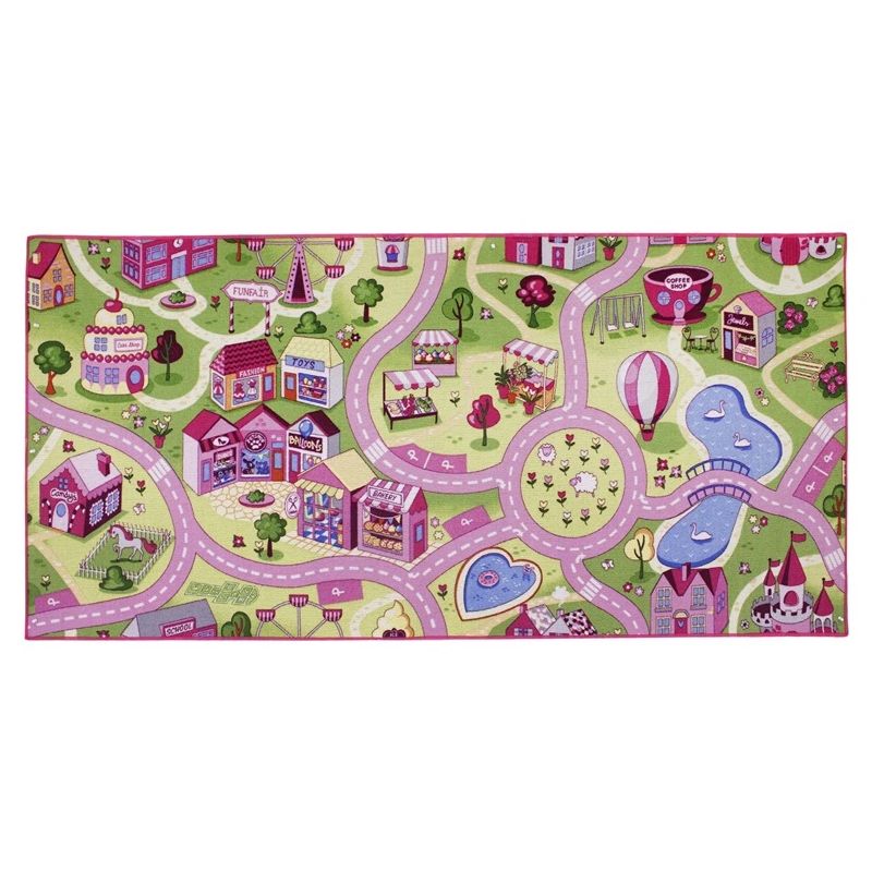 Ковер Sweet town, многоцветный-розовый, 200 см x 95 см