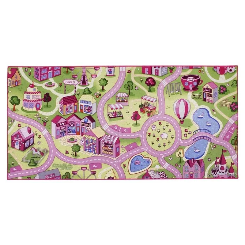 Vaip Sweet town, erivärviline-roosa v., 200 cm x 95 cm