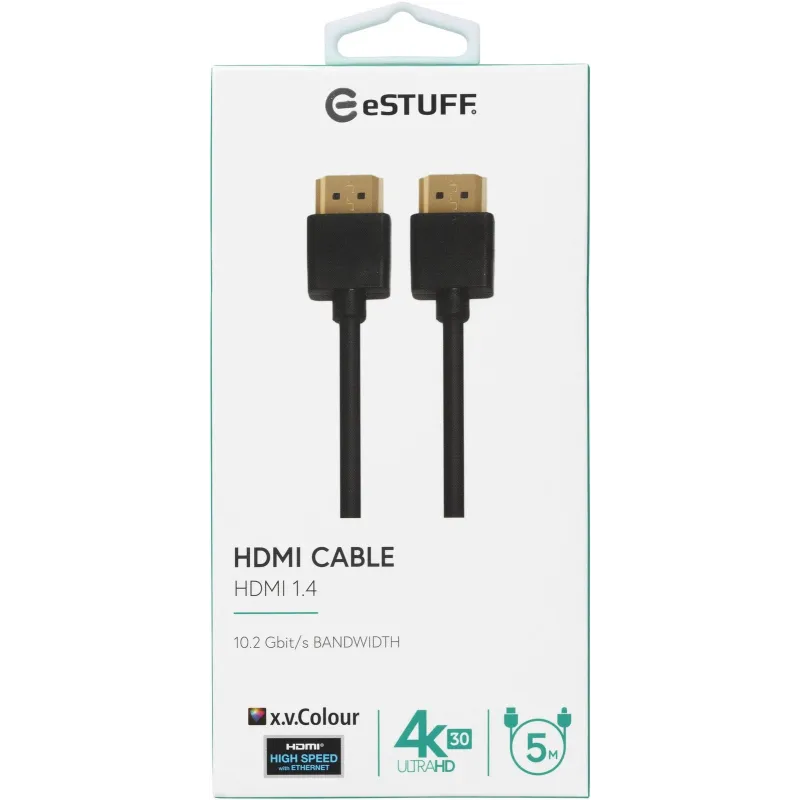 Vads Estuff ES606004 HDMI Vīrietis, HDMI Vīrietis, 5 m, melna krās.