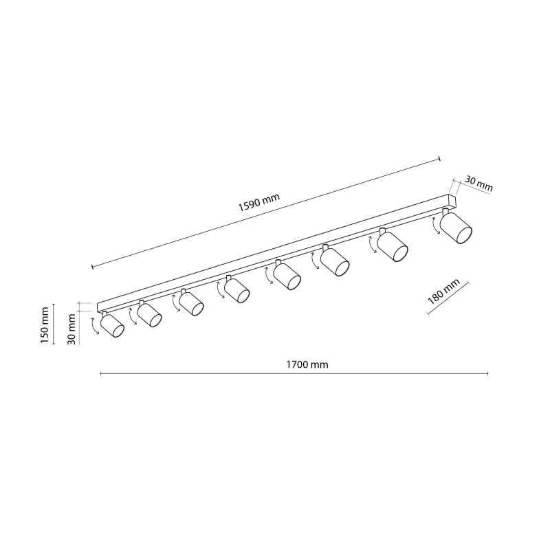 Lampa pārvietojams TK Lighting Top 6879, GU10, 8 x 10 W