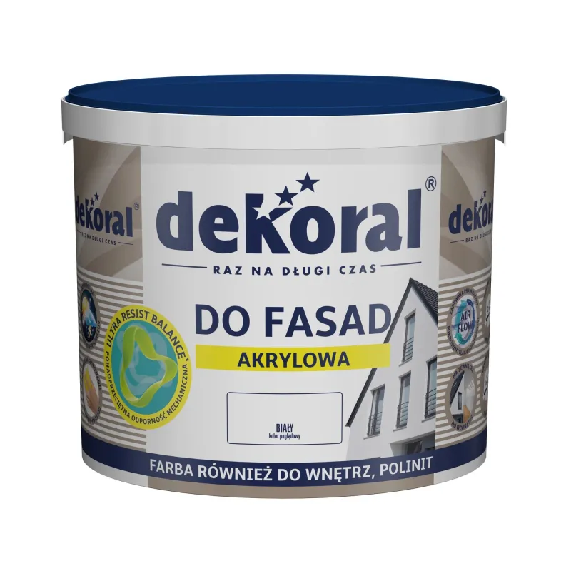 Fasāžu krāsa Dekoral Polinit, balta krās., 10 l