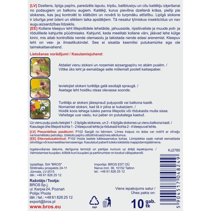 Plāksne lipīga cīņai ar kukaiņiem lt-lv-