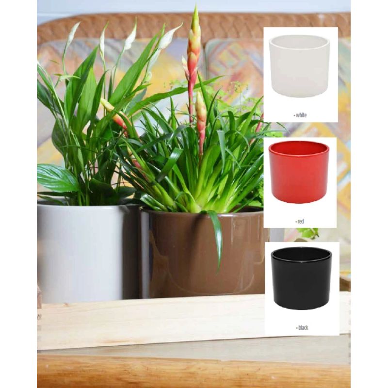 Keram.puķu pods walec structur d23 melns