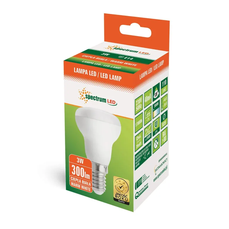 Spuldze Spectrum LED, R39, 3000 °K, E14, 3 W, 270 lm