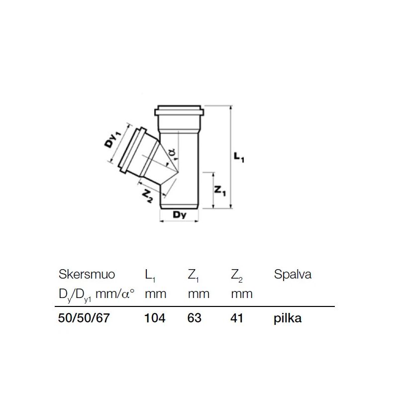 Trejgabals pvc 50x50-67