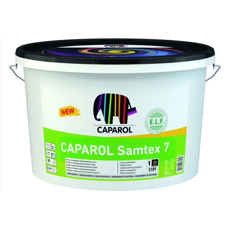 Sienu krāsa Caparol SAMTEX 7 ELF B3, balta krās., 4.7 l