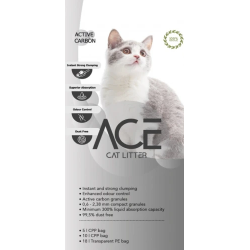 ACE Carbon Active CAT LITTER 10 LT - cementējošās smiltis kaķu tualetei ar aktivēto ogli 10 L