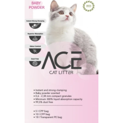 ACE Baby Powder CAT LITTER 20 LT - cementējošās smiltis kaķu tualetei ar bērnu pūderi 20 L
