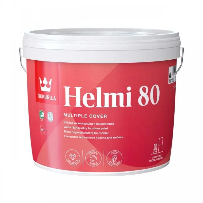 Krāsa, logi-durvis-mēbeles Tikkurila, spīdīga, 0.9 l, helmi 80