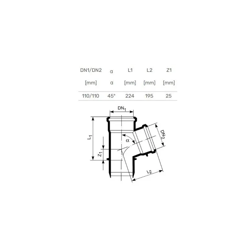 Trejgabals iekšējais d110-110x45 pp