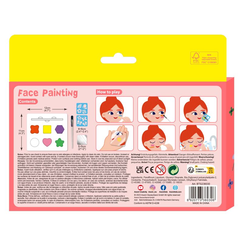 AVENIR Комплект для рисования на лице с трафаретами