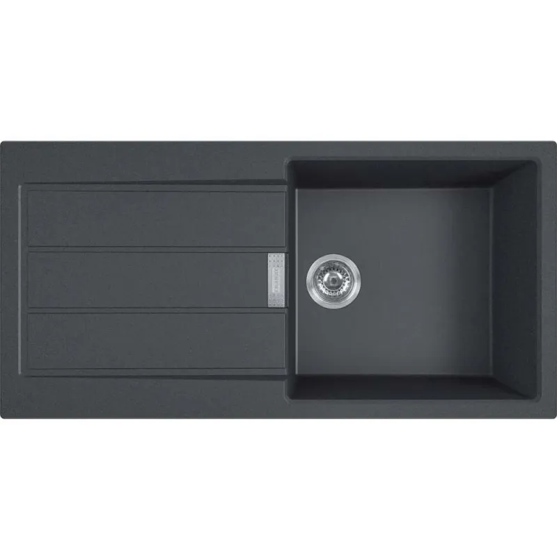 Virtuves izlietne Franke Sirius 2 S2D 611-100, tektonīts, 100 cm x 50 cm x 20 cm, melna krās.