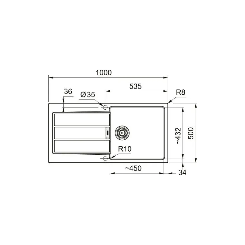 Virtuves izlietne Franke Sirius 2 S2D 611-100, tektonīts, 100 cm x 50 cm x 20 cm, melna krās.