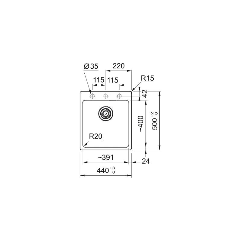 Izlietne mrg 610-39a melna 114.0658.417