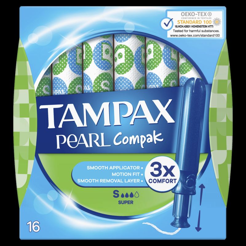 Tampax Compak Pearl Super Tamponi Ar Aplikatoru, 16 gab