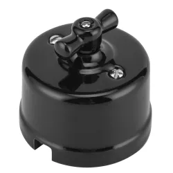 Выключатель Electraline Retro, 1 кл., черный