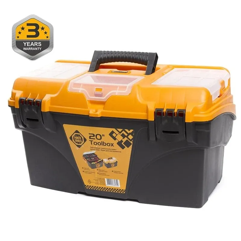 Instrumentu kaste Forte Tools BL.O-20, 51 cm x 28 cm x 29 cm, melna krās.-dzeltena krās.