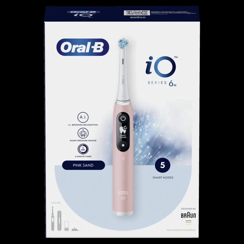 iOM6.1A6.1K Oral-B iO6 Elektrinis Dantų Šepetėlis Pink Sand