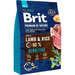 Сухой корм для собак Brit Premium By Nature Sensitive, баранина-рис, 3 кг