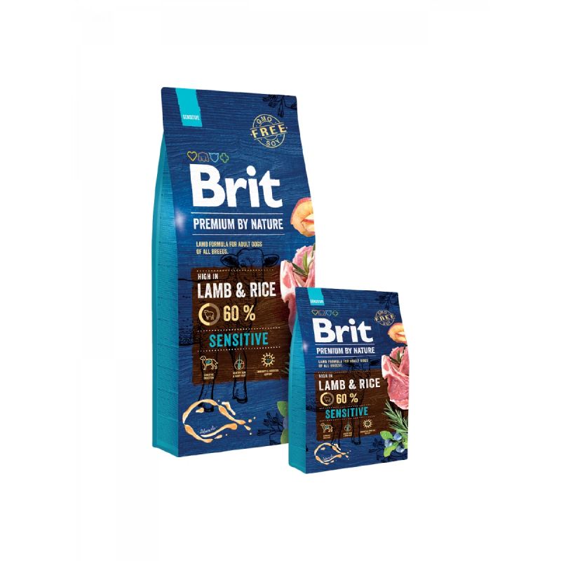 Kuiv koeratoit Brit Premium By Nature Sensitive, lambaliha-riis, 3 kg
