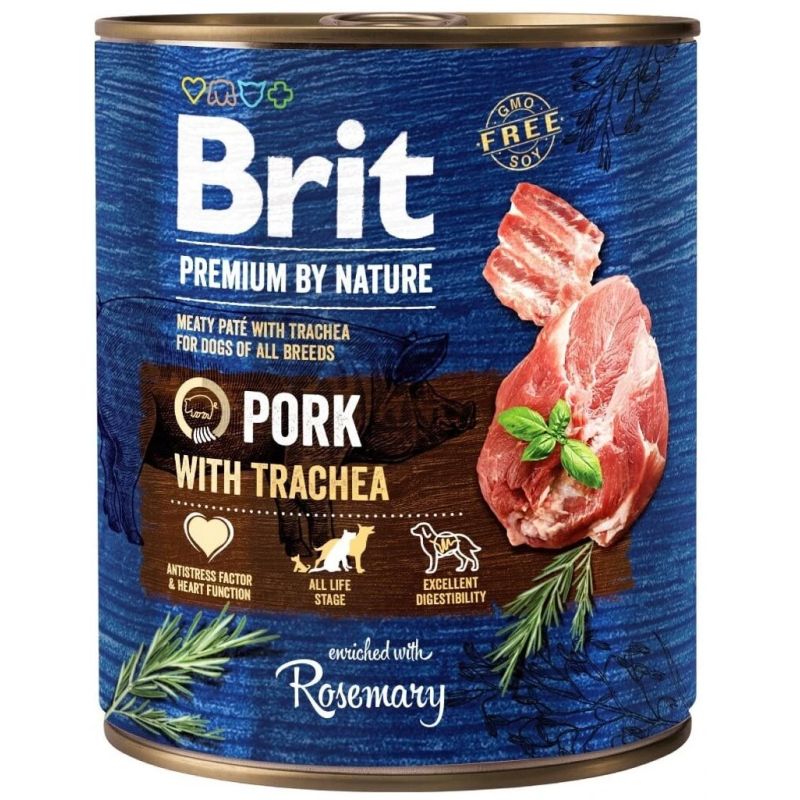 Märg koeratoit Brit Premium By Nature Pork with Trachea, sealiha, 0.8 kg
