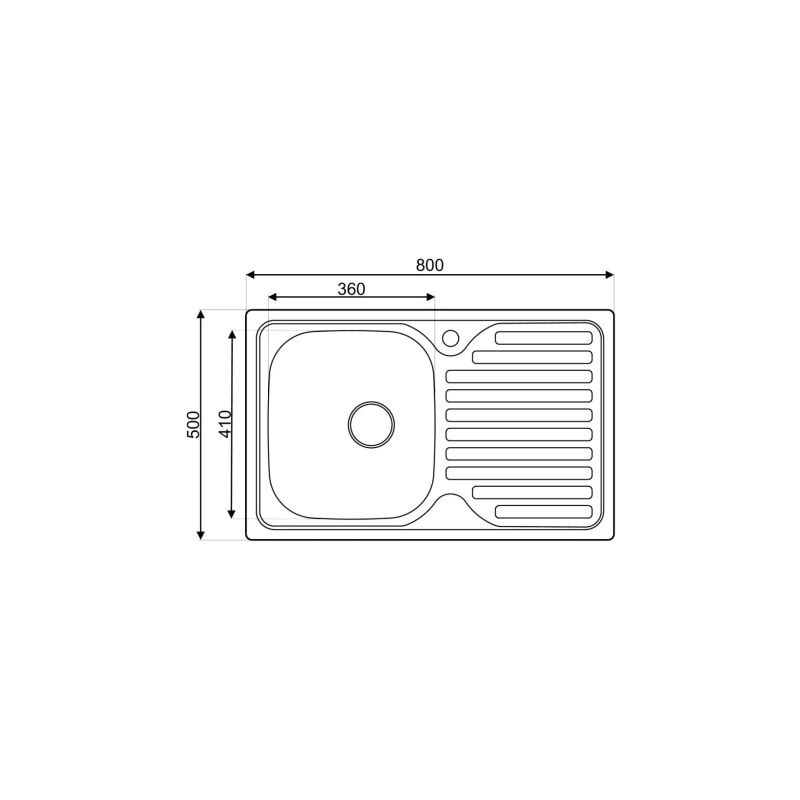 Köögivalamu Thema Lux AS28, roostevaba teras, 80 cm x 50 cm x 15 cm, roostevaba teras v.