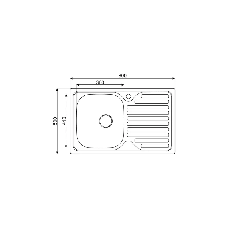 Virtuves izlietne Thema Lux AS28, nerūsējošais tērauds, 80 cm x 50 cm x 15 cm, nerūsējošā tērauda