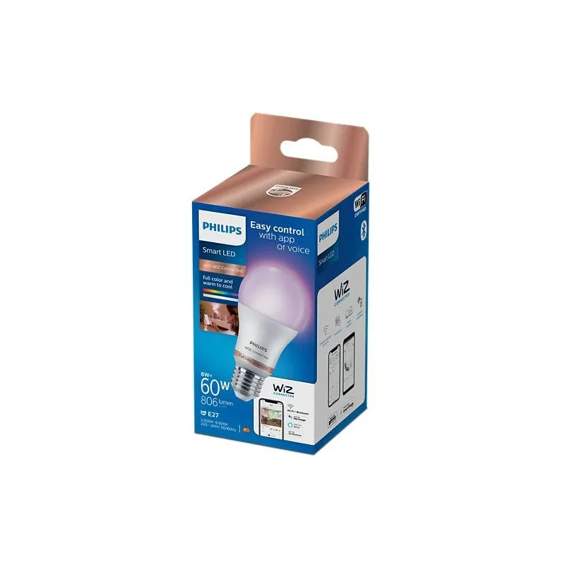 Viedā spuldze Philips Wiz LED, A60, 2700 - 6500 °K, E27, 8 W, 806 lm