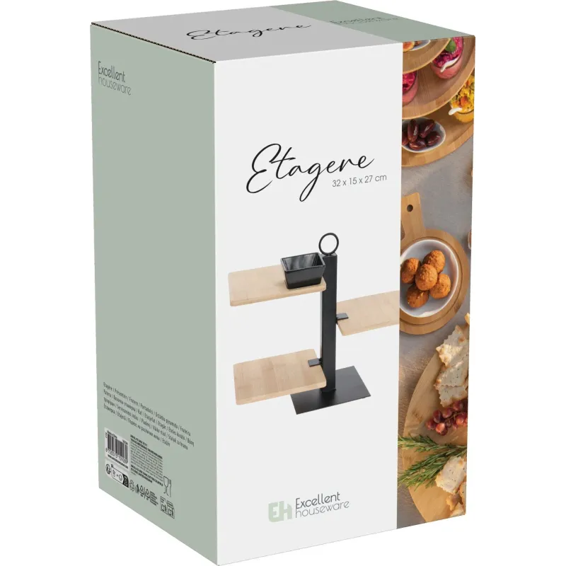 Servēšanas dēlītis Excellent Houseware 210000840, 15 cm x 27 cm, 32 cm, Brūna krās.-Melna krās.