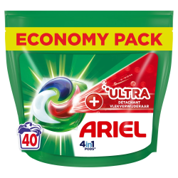 ARIEL Ultra+ 4in1 veļas mazgāšanas kapsulas ar papildus traipu tīrīšanas funkciju 40gab