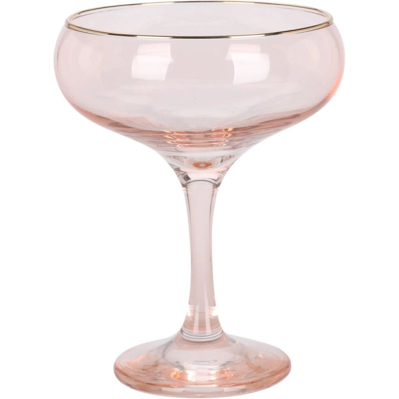 Šampanieša glāze 270ml rozā ar zeltu